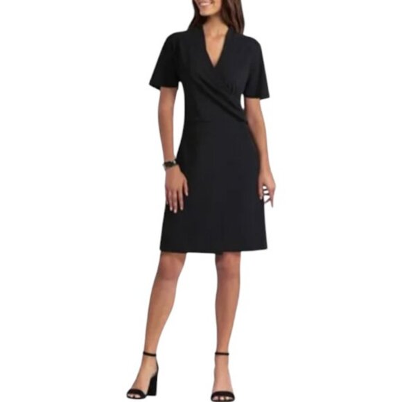 Halston black surplice sheath timeless dress size M - Picture 1 of 6